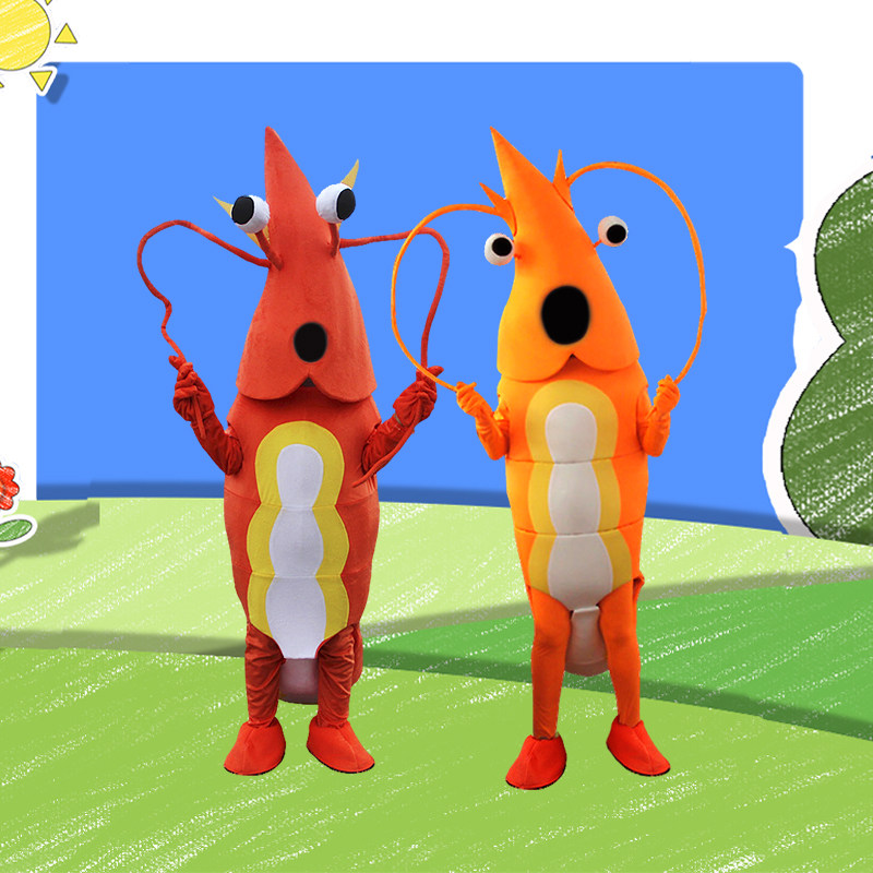 龙虾卡通道具服装小龙虾基围虾行走公仔表演玩偶衣服头套服饰