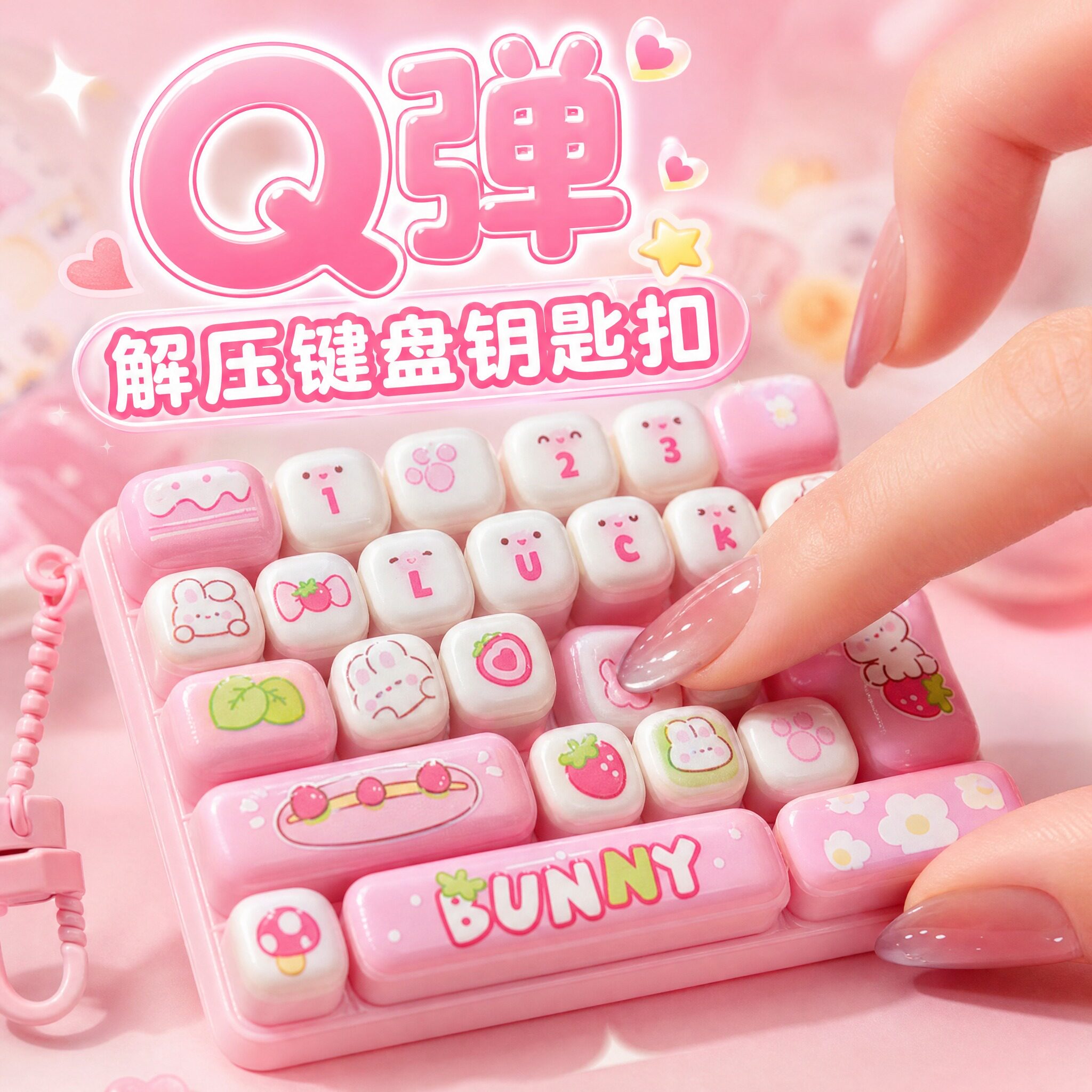 键盘解压玩具26键钥匙扣发光挂件图片