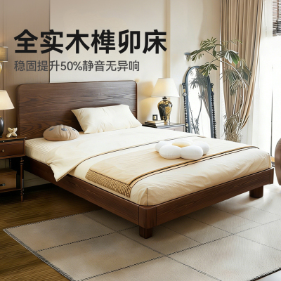 能见度全实木床榫卯结构排骨架床