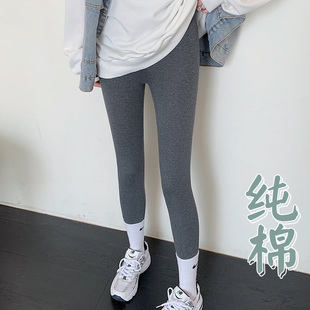 内穿纯棉秋裤 全棉打底裤 加绒加厚保暖裤 深灰色紧身裤 女外穿秋冬季