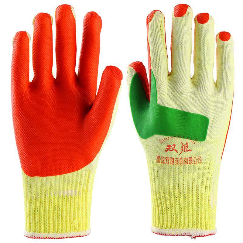 伊露尚十指佳人狼行记双狼手套劳保片塑耐磨防滑建筑胶工地胶皮工