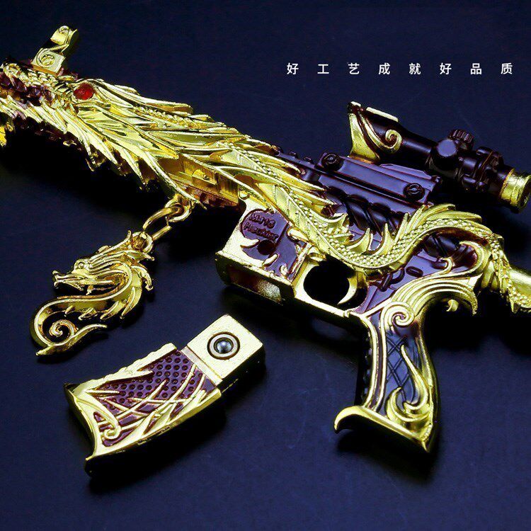 五爪金龙和平战场吃鸡四倍镜m416星际漫游黄金龙骨合金枪模皮肤枪