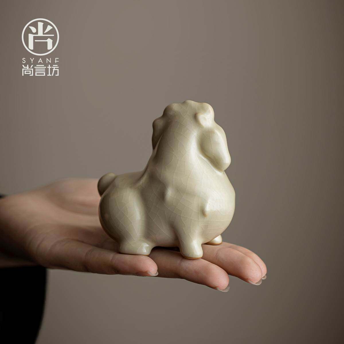尚言坊 小茶宠汝窑马年礼摆件精品可养开片盖置盖托个性茶具配件怎么样,好用不?