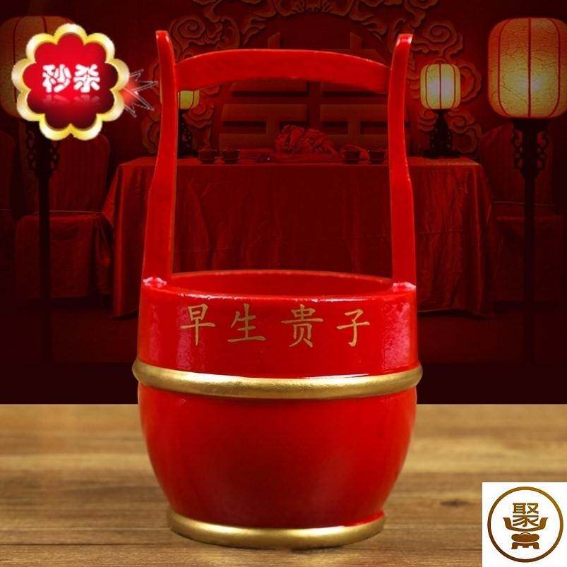 子新娘桶婚嫁工新子妆嫁桶婚孙艺结品创床桶意婚礼安雕人木七花