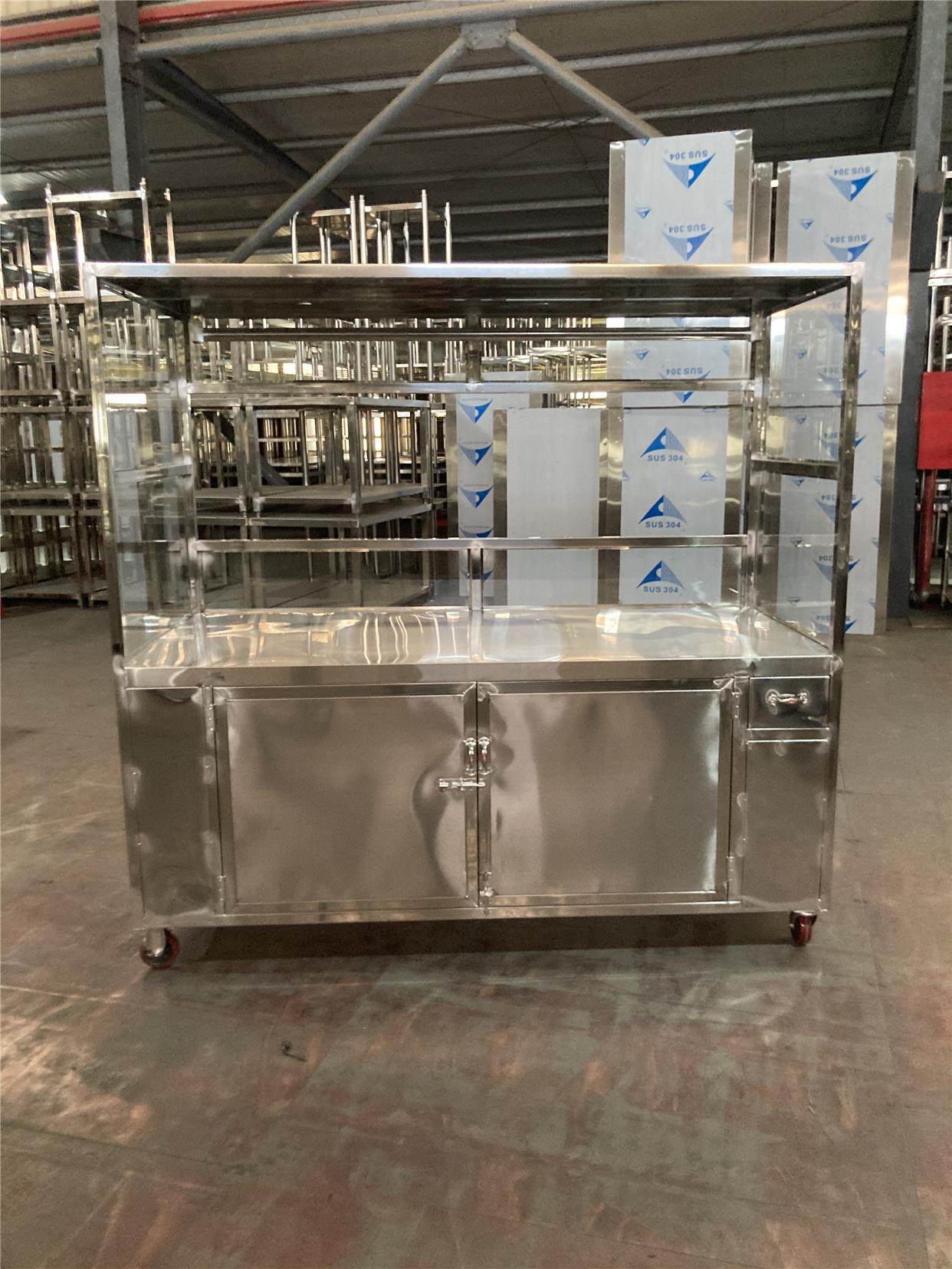 不锈钢摆摊手推车烧腊车明档车外卖车夜市多功能推车卤鹅卤水卤鸭