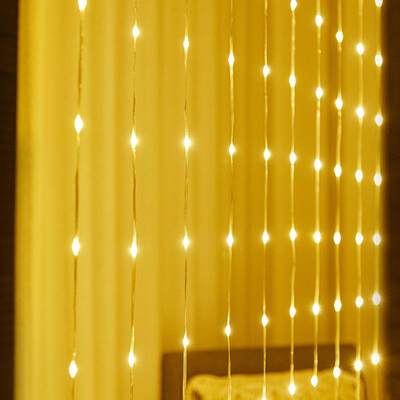 新LED皮线流水灯太阳能遥控瀑窗节布灯帘婚礼日景饰闪装灯背灯彩