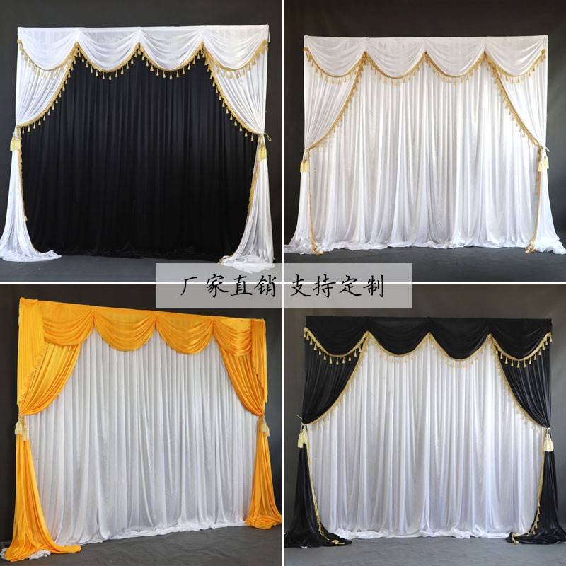 白事灵堂布置纱幔殡仪馆丧事葬礼幕布灵棚孝堂背景装饰黑白布幔