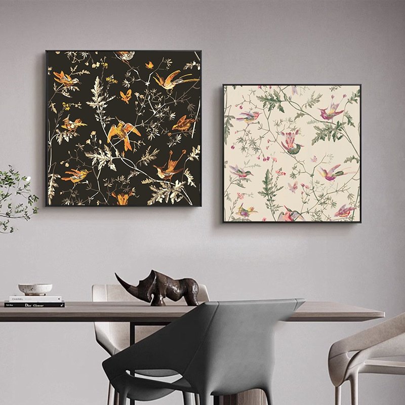 风新中式酒店壁画民宿装饰画现代奶油正方形挂画客厅沙发铝合金,家居饰品,现代装饰画,淘宝优惠券,粉丝福利购,淘宝优惠卷