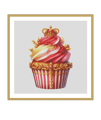 Enjoy1058-皇家杯子蛋糕系列之黄粉王冠18 原创十字绣套件客厅