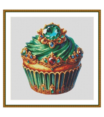 Enjoy1056-皇家杯子蛋糕系列之祖母绿16 原创十字绣套件客厅