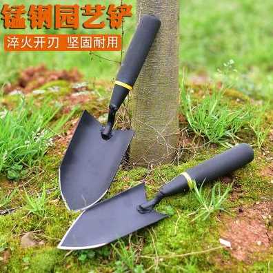 新款厂销园艺种挖土具种j花植工小花铲铁锹全钢加厚铁铲子户外i.