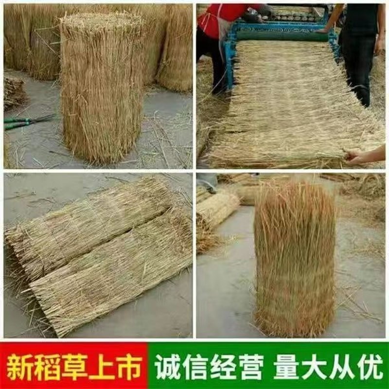 防冻草席稻草帘大棚防寒隔热屋顶装饰草混凝土防T冻道路防滑稻草