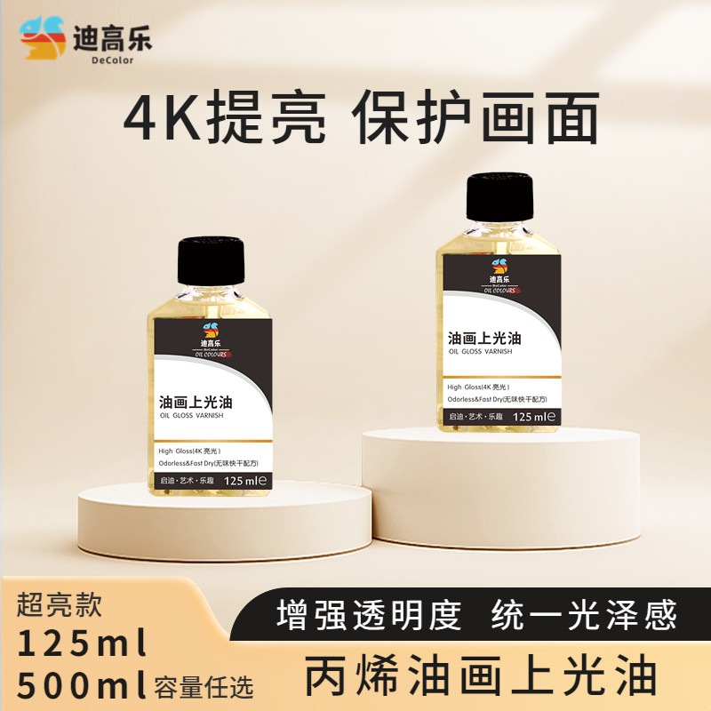 上光油油画封层亮光光泽透明感隔绝灰尘J保护画面亮油光油媒介高