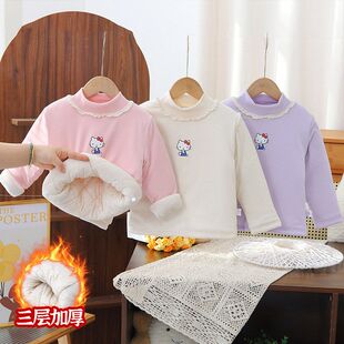 【乌糖】内kt女童高领搭蚕丝半长袖休闲冬款棉袄学生上衣打底衫卡