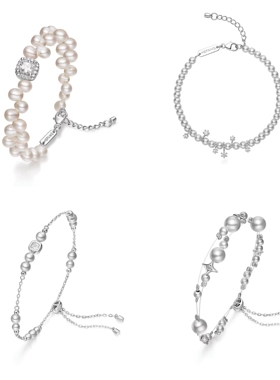 何家原厂925纯银破碎星云手链微醺流星气泡珍珠手链简约轻奢