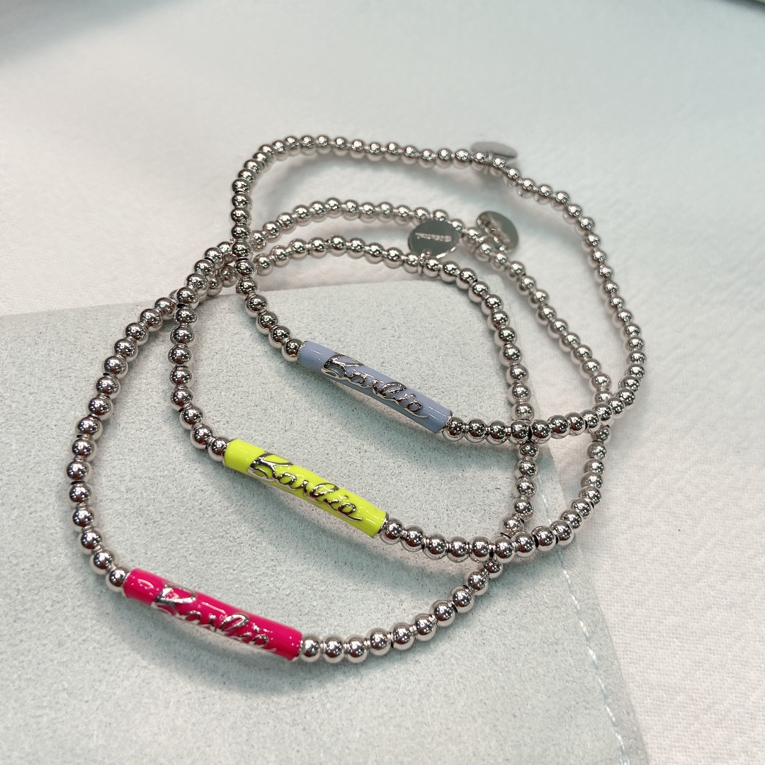 何家原厂925纯银银芭比弹力带手链罗颖同款个性简约运动风手饰