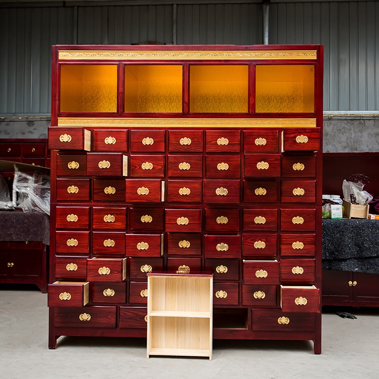 实木柜155味中草药橱柜中医储药柜全实木药柜樟松木药柜子