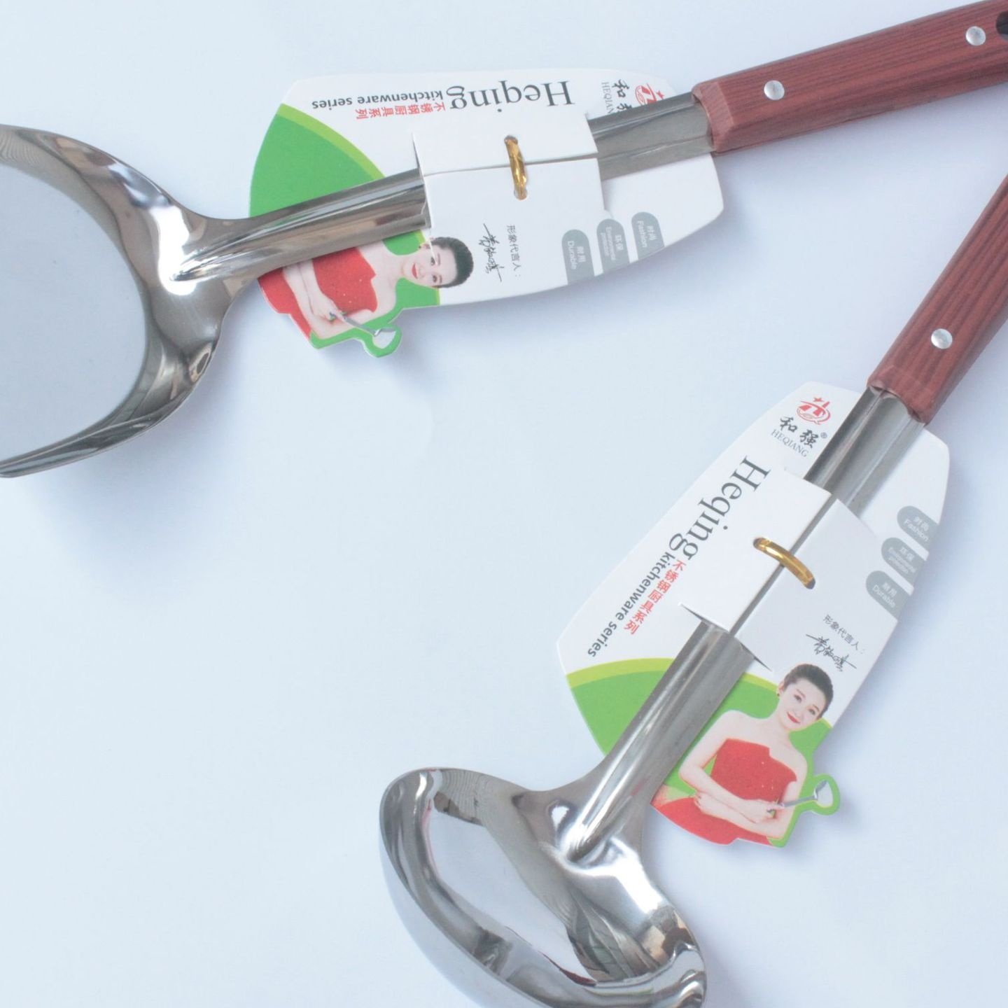 木纹柄不锈钢锅铲漏勺汤勺家用加厚长柄厨具勺子炒菜铲子厨房用具