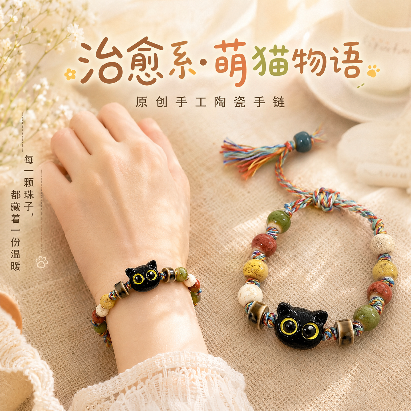 中国风手链情侣景德镇陶瓷手串闺蜜学生男女生日礼物创意百搭手链