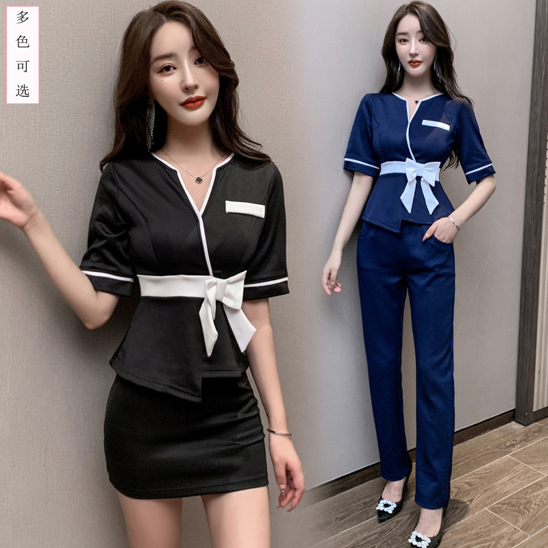 酒店工作服气质显瘦养生馆美容师制服套装中袖秋冬足浴足疗技师服