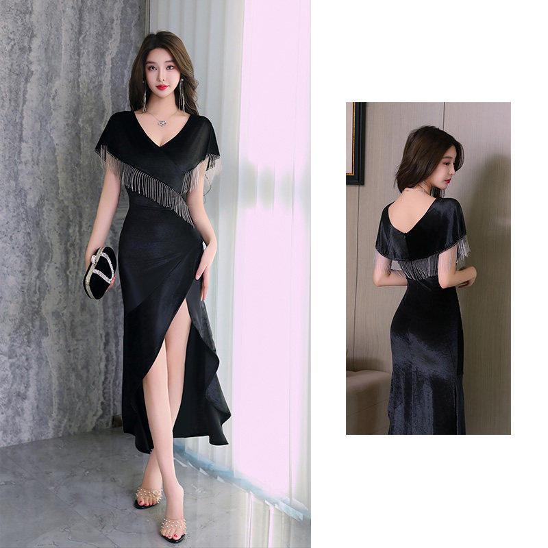 长款晚礼服足浴技师工作服连衣裙