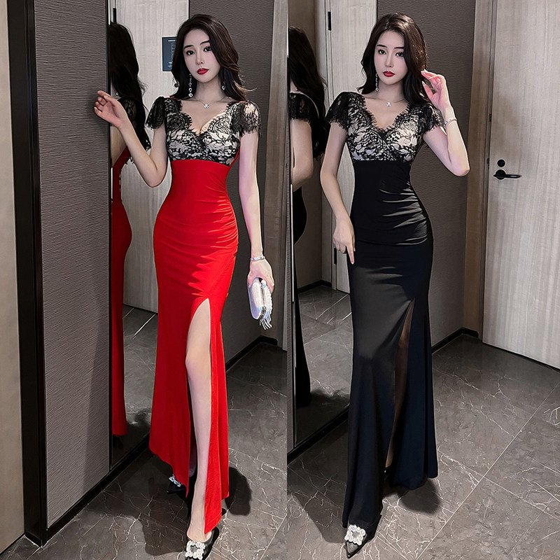 气质显瘦技师服晚礼服性感连衣裙