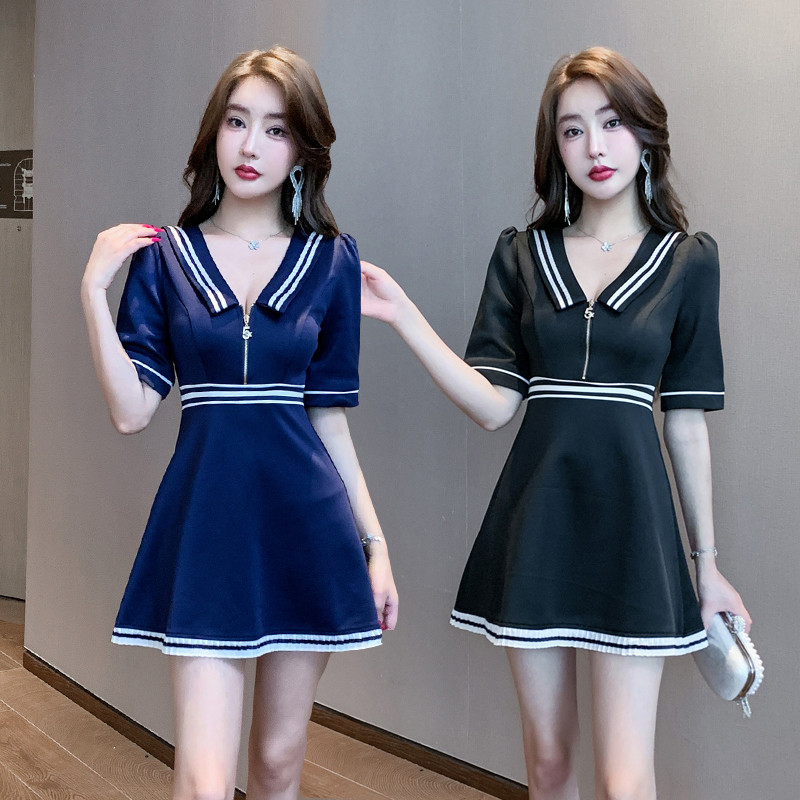 沐足工衣夜场上班衣服性感连衣裙女中袖足浴短裙洗浴桑拿技师制服