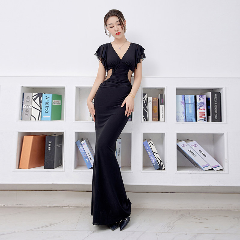 性感桑拿技师工作服洗浴连衣裙显瘦长款长裙夜场小姐ktv晚礼服装