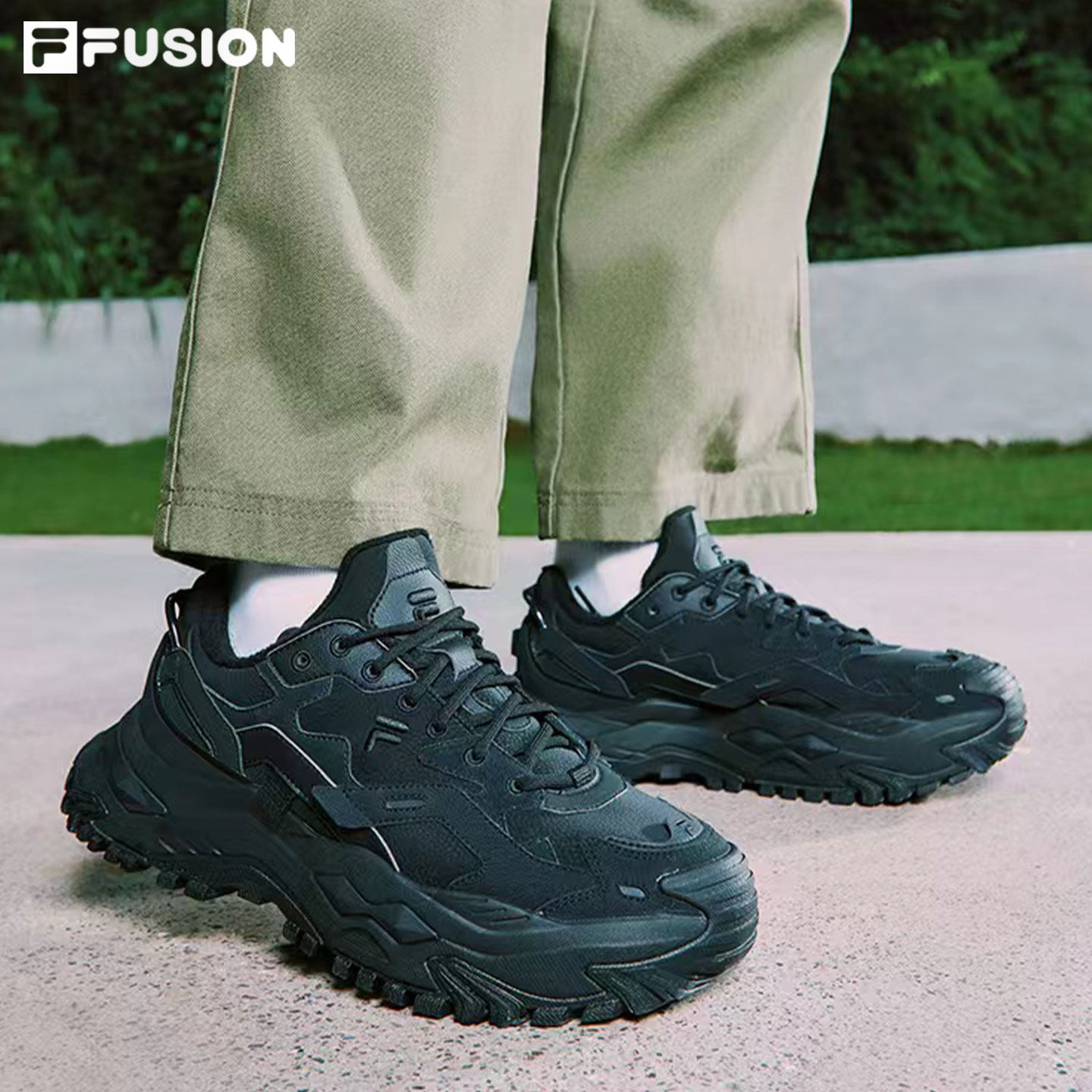 FILA FUSION斐乐潮牌硬糖加绒男鞋厚底运动鞋2025新款增高老爹鞋