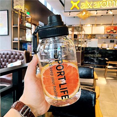 韩1000ml男带玻璃杯便携版女吸管水杯个性漏大容量潮X流茶学生杯