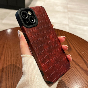 鳄鱼皮纹适用苹果14手机壳iPhone13promax保护套新款12皮质11简约x高级感xr全包xsmax防摔xs男士商务14plus软