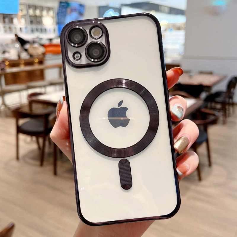 磁吸适用苹果14手机壳iPhone17promax保护套15pro新款电镀11液态硅胶12简约x透明xr软壳xsmax全
