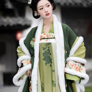 远山娥黛【花朝暖】齐胸汉服女毛绒重工绣花齐胸冬季温暖唐制日常