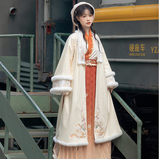 远山娥黛原创汉服女【百景】冬款宋制对襟长袄交领百褶裙日常加绒