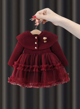 女童连衣裙周岁女宝礼服冬装