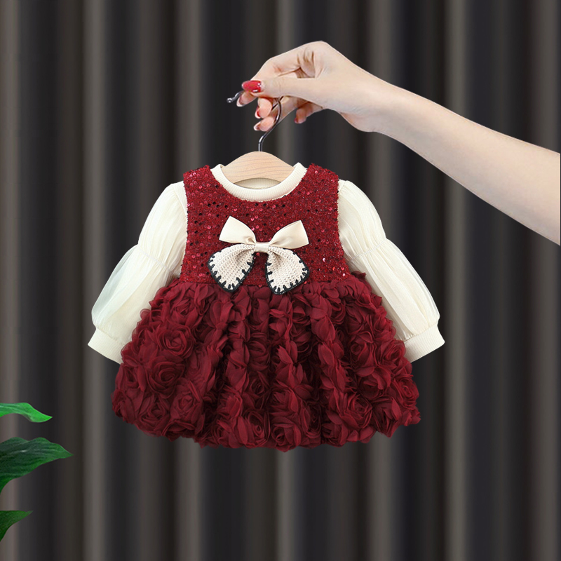 周岁女宝礼服女童加绒连衣裙