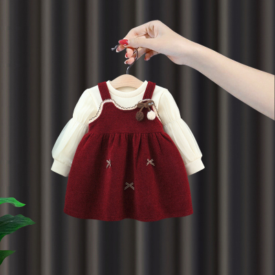 周岁女宝礼服女童秋冬连衣裙套装