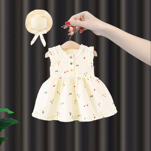 女宝宝夏季 连衣裙婴儿夏天碎花背心裙女童生日千金风公主裙子 新款