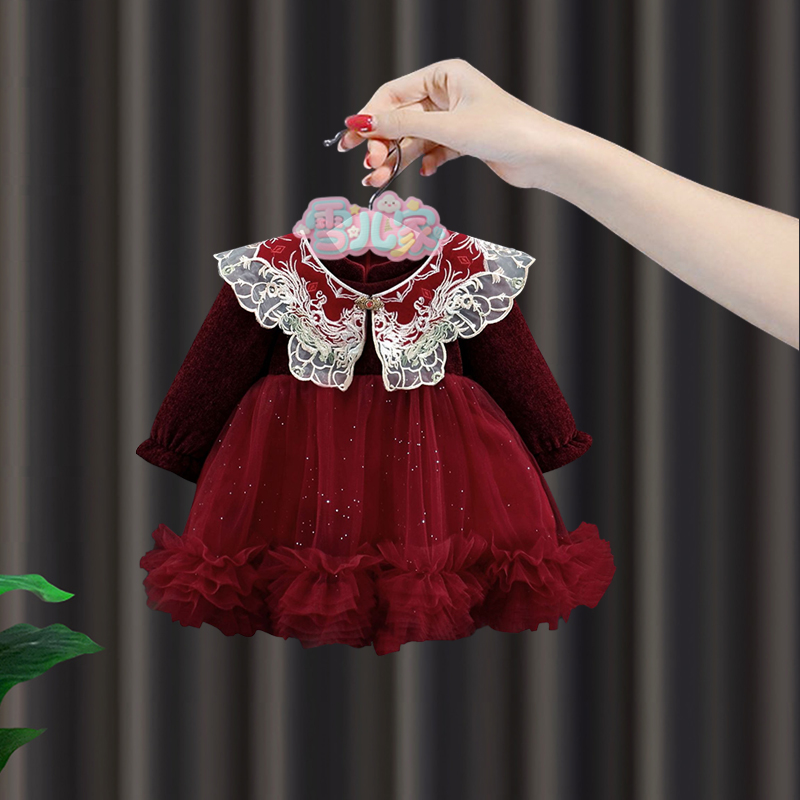 周岁女宝礼服女童冬季国风连衣裙