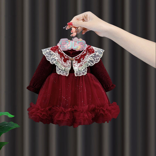 周岁女宝礼服女童冬季国风连衣裙