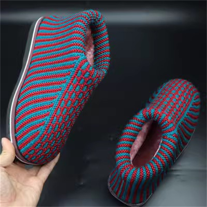 纯手工棉鞋女编织打毛线针织加绒加厚冬季勾线男成品保暖成人短靴