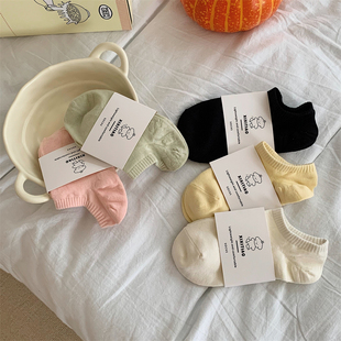 百搭休闲吸汗透气学生韩系ins短袜防滑硅胶春秋夏季 少女心浅口袜