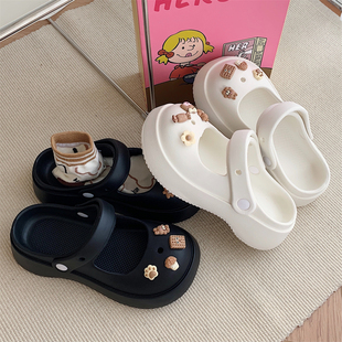 防滑外穿软厚底海边度假沙滩凉鞋 少女心可爱卡通玛丽珍拖鞋 女夏季