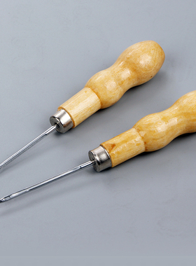 上鞋锥子带孔 原木手柄上线专用锥子 财务装订木柄锥子