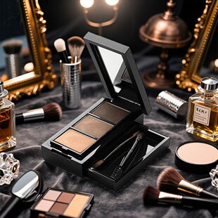 Unny眉粉三色盘防水防汗持久不脱妆 一盘多用修容高光