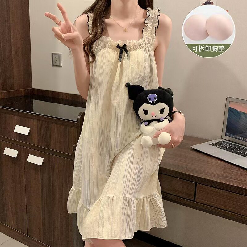新款吊带睡裙女夏季薄款可爱甜美睡袍/浴袍