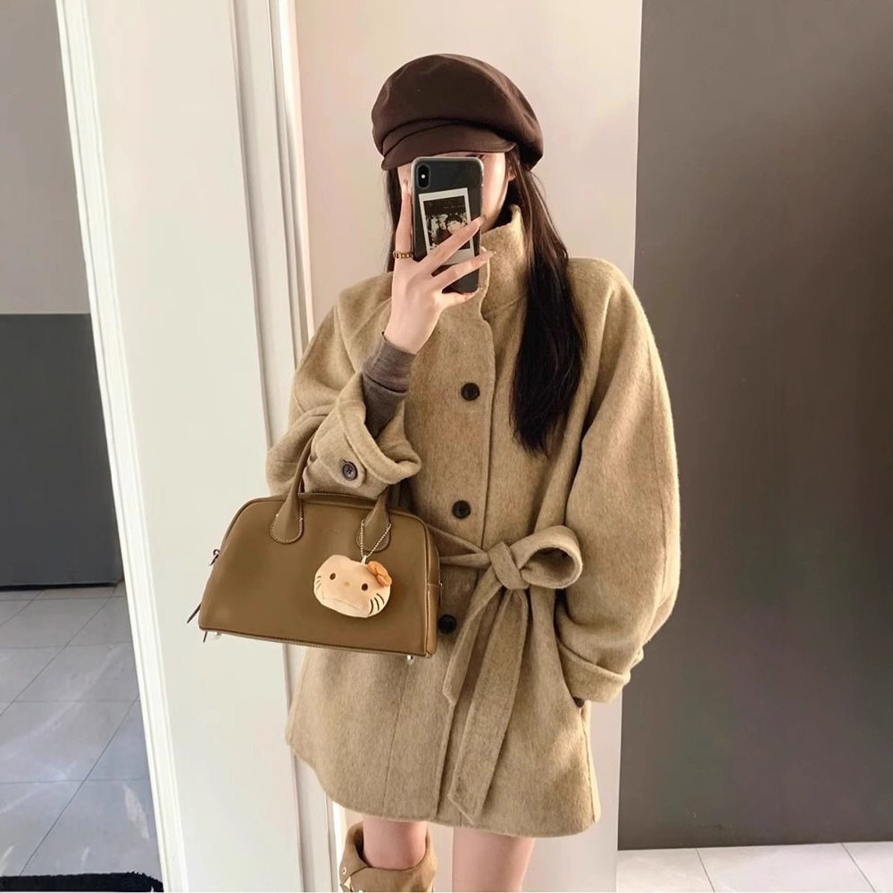 卡其色呢子大衣女秋冬2025新款毛呢外套高级感小个子短款韩系