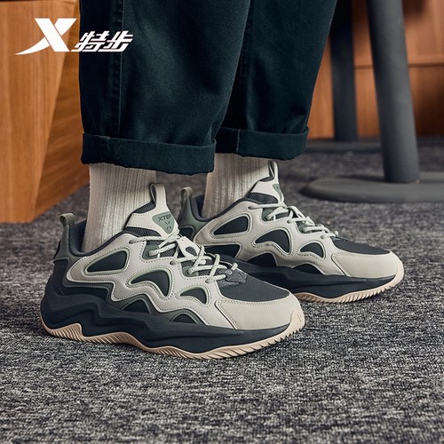 特步闪电5.0休闲鞋2024冬季新款男耐磨老爹鞋运动鞋976419320005