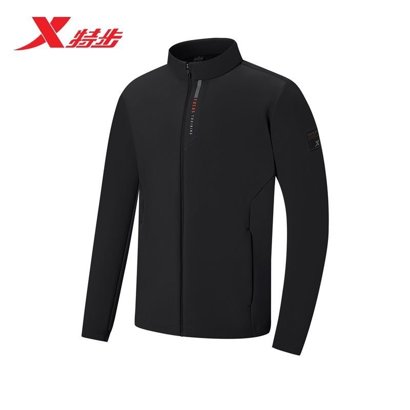 特步加绒立领外套男装2025冬季