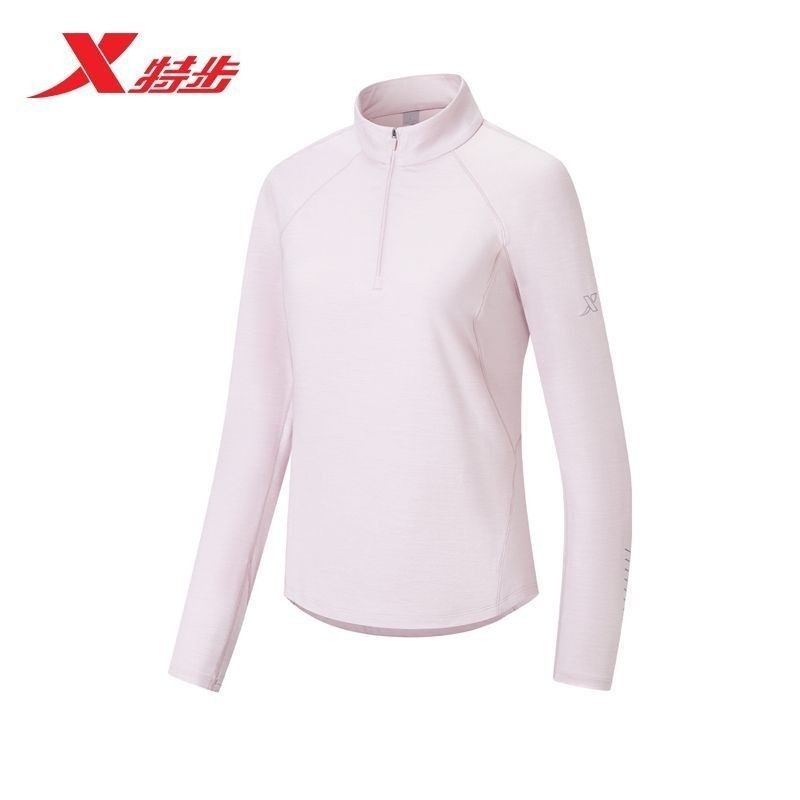 特步全民畅跑长袖T恤女2026春季新款训练服运动上衣974128030084